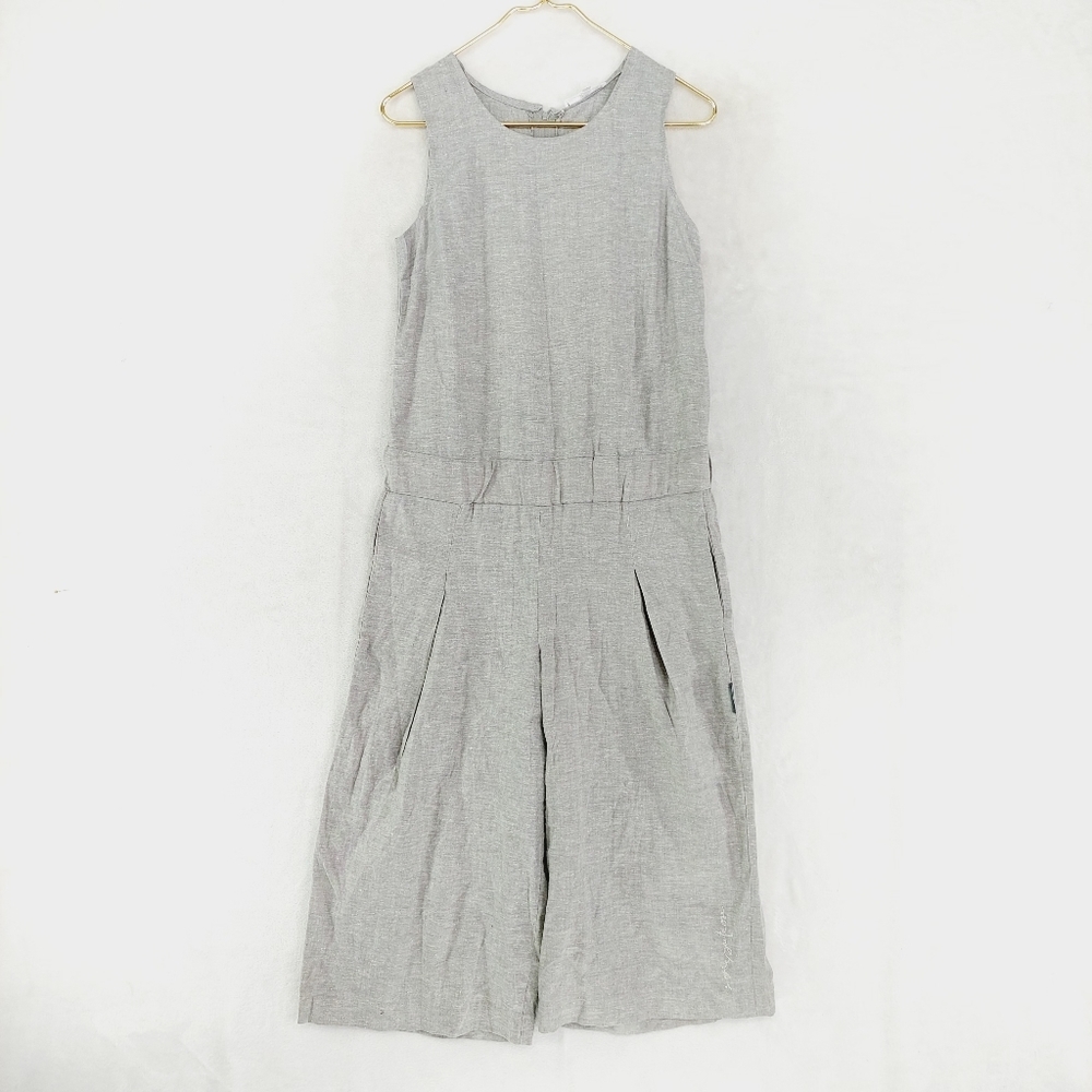 MESSAGE FACTORY  Gray Hemp Sleeveless Wide Leg Cropped Jumpsuit P6170